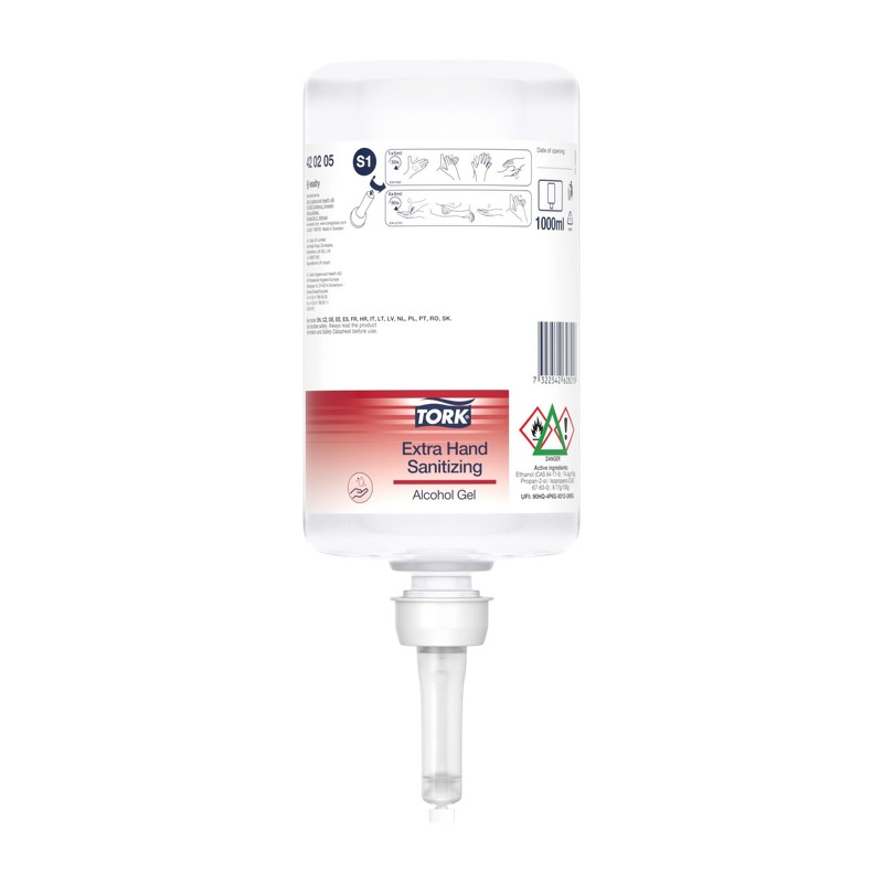 420205 - Tork® Extra Hydroalkoholisches Gel zur Händedesinfektion - S1 - 1000ml - 6 Kartuschen